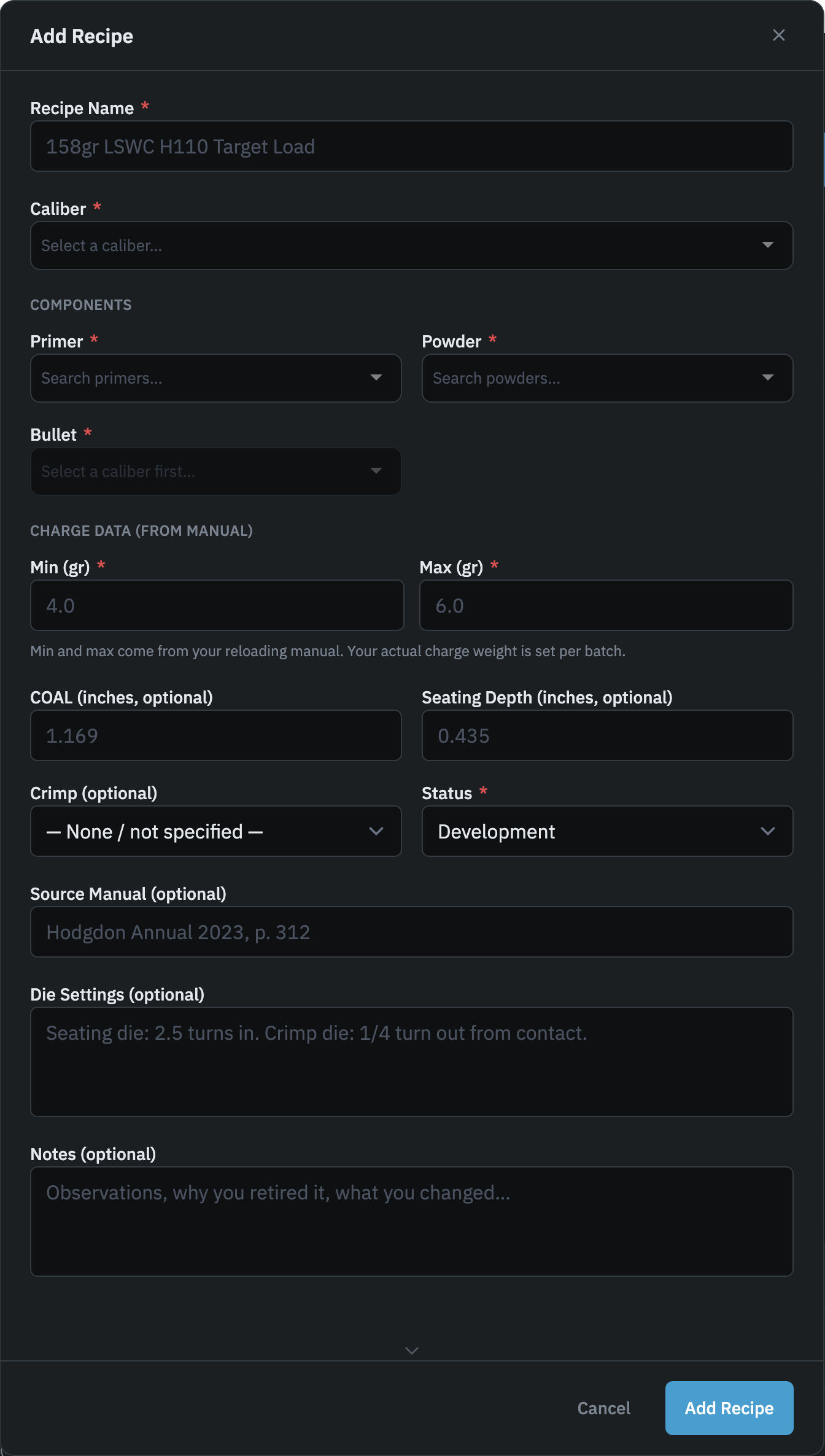 Build a new load recipe